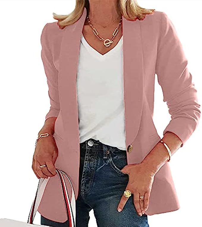 Aoysky Women&#039;s Casual Blazers Long Sleeve Lapel Button Slim Work Office Blazer Jacket Suit