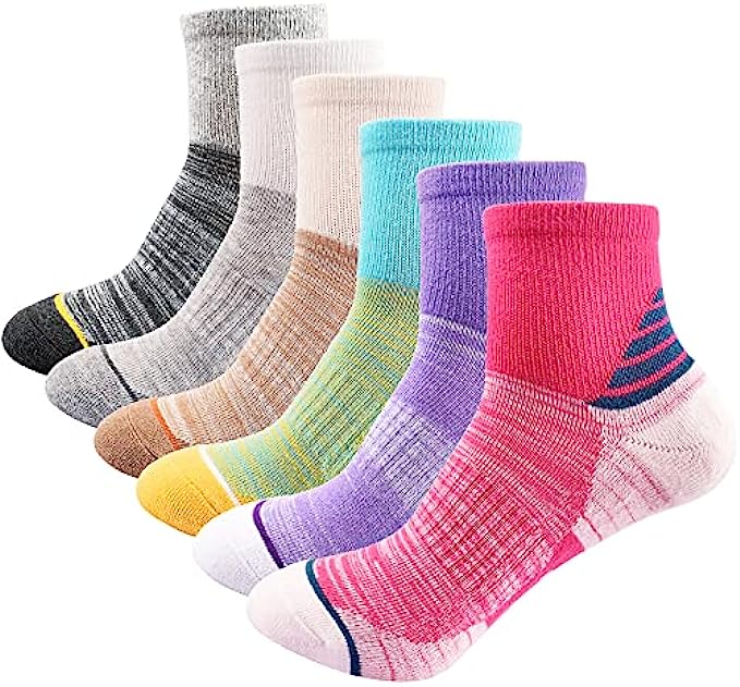 Women&#039;s Athletic Ankle Socks Quarter Cushioned Running Socks Hiking Performance Sport Cotton Socks 6 Pack