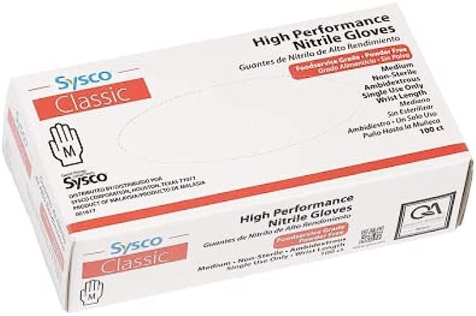 SYSCO(R) High Performance Nitrile Gloves 100 Count (Pack of 1) (Size Medium), Blue, (2306753)