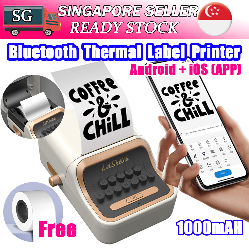 ?? ReadyStock? Thermal Printer Wireless Bluetooth Thermal Printing Sticker Inkless Label Maker Textbook 熱敏打印機