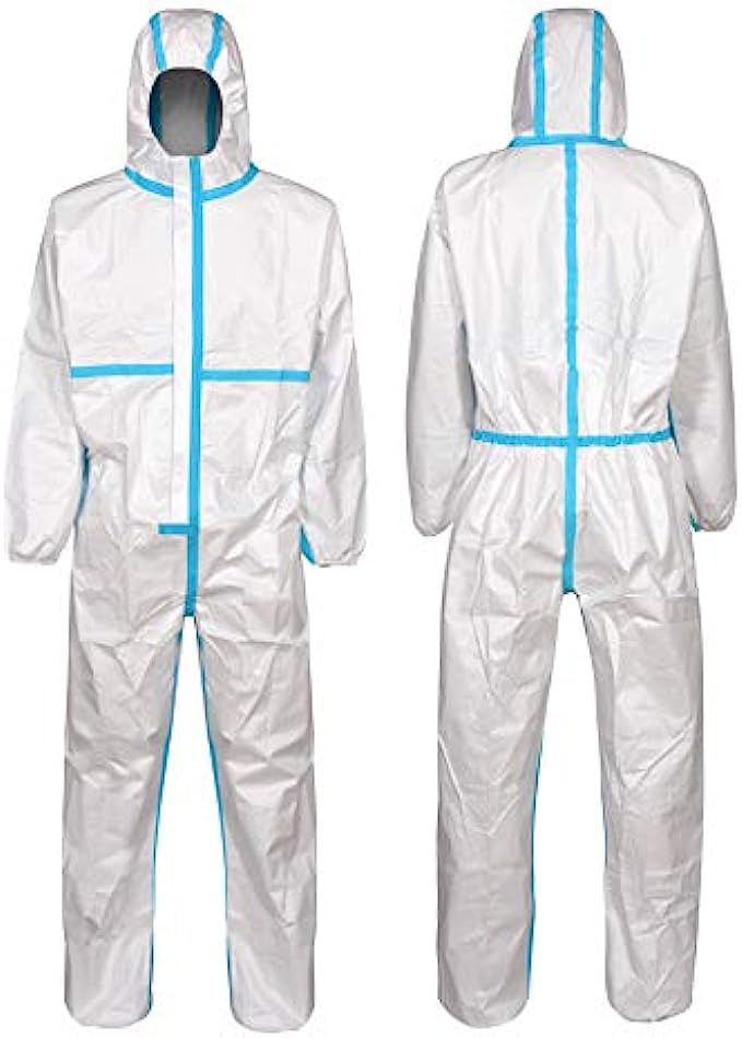 Clylmedical Disposable Protective Coveralls Full Suit Isolation Gown L White