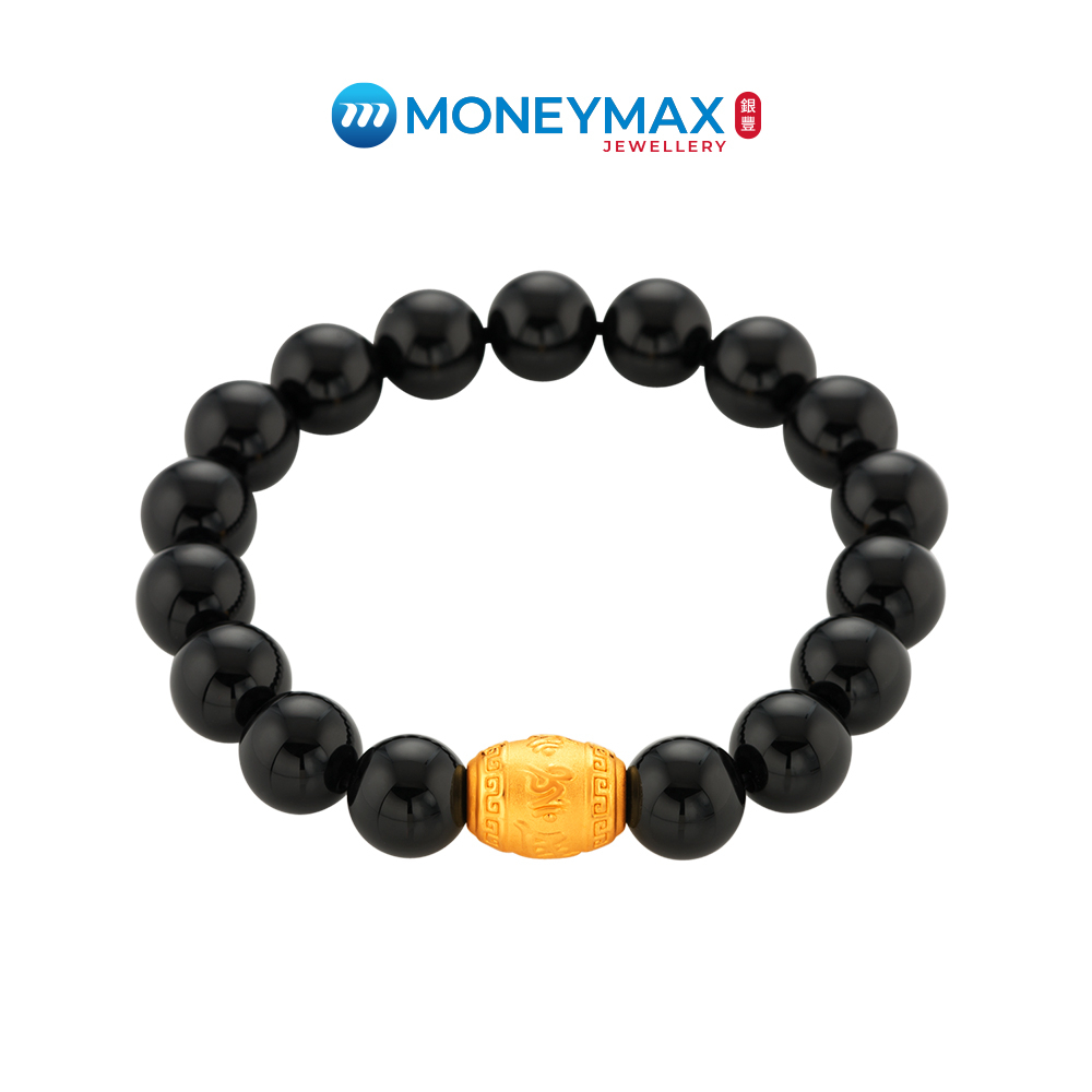 999 Gold 24K Ohm Barrel Charm Beads Bracelet | MoneyMax Jewellery | NB1868