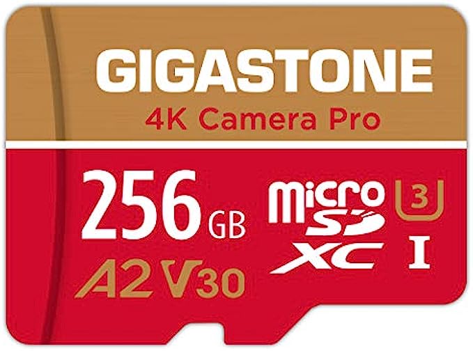 [5-Yrs Free Data Recovery] Gigastone 256GB Micro SD Card, 4K Video Recording for GoPro, Action Camera, DJI, Drone, Nintendo-Switch, R/W up to 100/60 MB/s MicroSDXC Memory Card UHS-I U3 A2 V30 C10