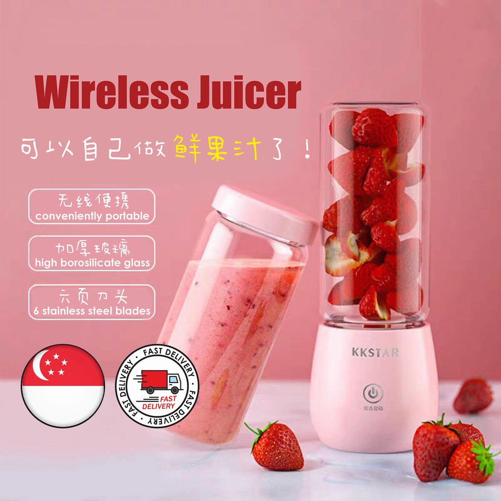 ?? 450ML Portable Blender Multi-function Juicer 6 Blade Mini Juice Cup Household Food Soymilk Fruit Mixer Juicer blender
